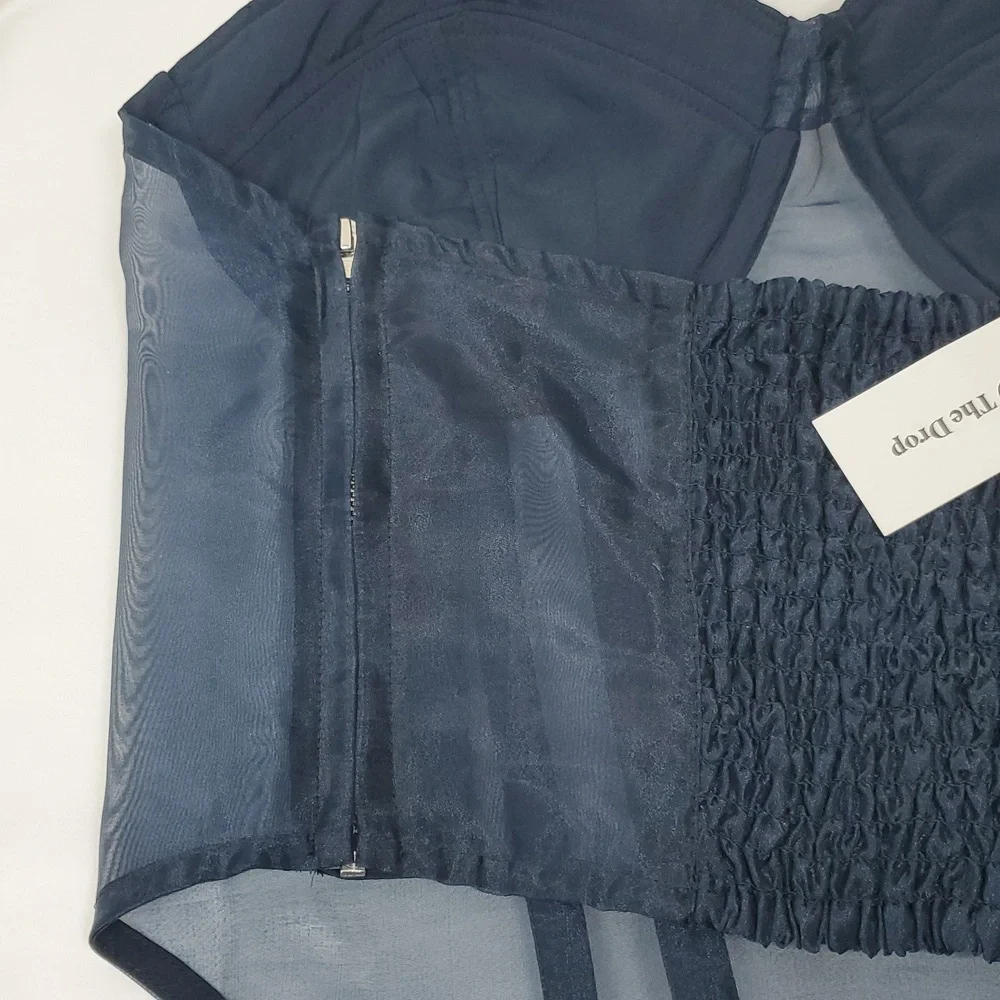 The Drop womens Sky Captain Organza Corset by @signedblakeBlouses ~ Blue - Picture 16 of 16
